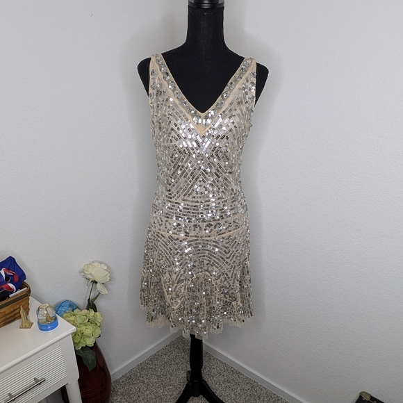 Free People Silver Shimmy Shimmy Sequin Mini Dress - Picture 3 of 8